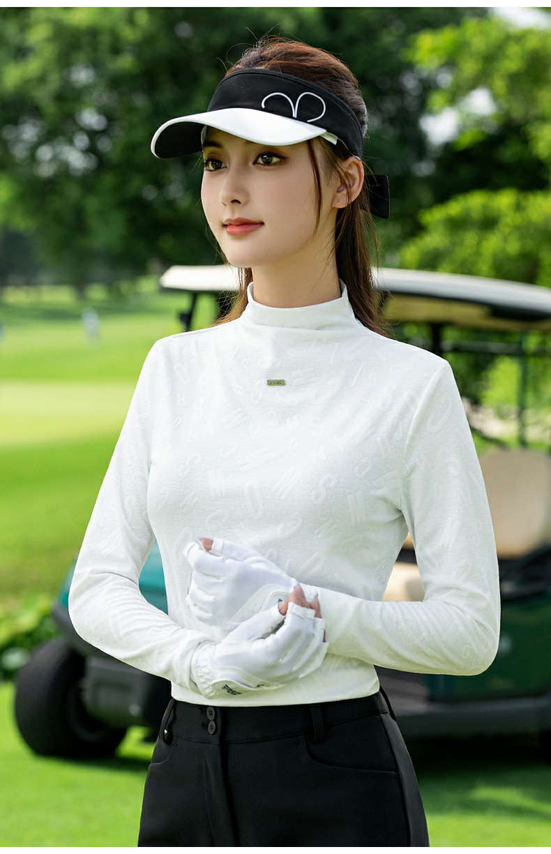 Áo sơ mi nữ PGM Golf cổ cao tay dài thu đông — Tay áo dài màu trắng [thoáng khí và thấm mồ hôi/giảm béo vòng eo/kết cấu chữ tối màu] YF835 chi tiết 7