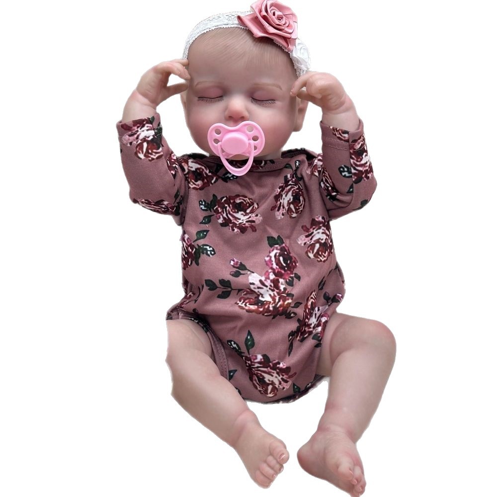Inventario nuevo LULU 22 pulgadas tela suave muñeca de nuevo nacimiento muñeca de simulación de bebé exquisita muñeca de juguete dibujada a mano