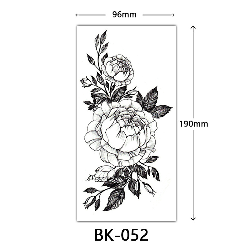 クロスボーダー特別供給スケッチフラワータトゥーステッカースケッチタトゥーステッカーバラの花黒と白の花タトゥー|undefined