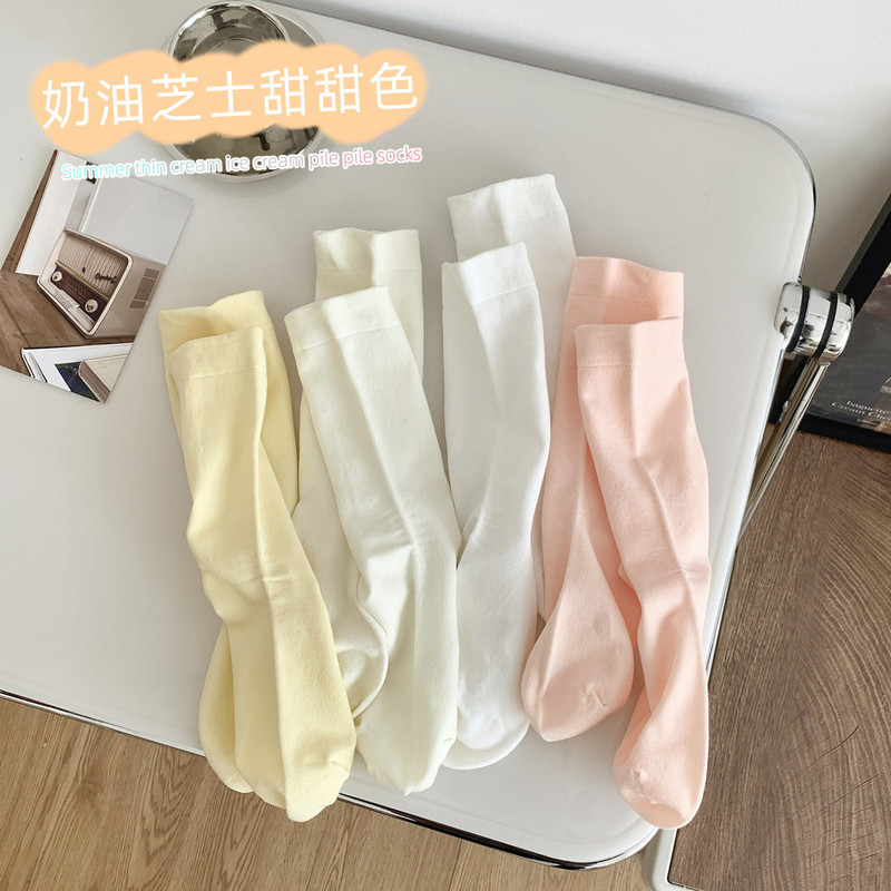 Zhuji socks women's summer thin loose tube socks cotton cream boneless moon socks pile socks wholesale