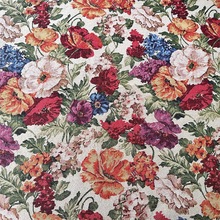 美式复古油画鸢尾花色织大提花面料沙发布装饰布桌布DIY箱包面料