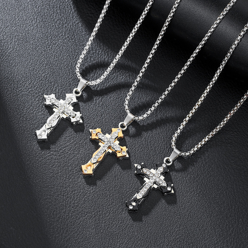 Cross-Border Hip-Hop Necklace Jewelry for Men, Popular Street Style Cross Pendant, Unique Alloy Pendant, Sweater Chain Wholesale Cross-Border Hip-Hop Necklace Jewelry for Men, Popular Street Style Cross Pendant, Unique Alloy Pendant, Sweater Chain Wholesale