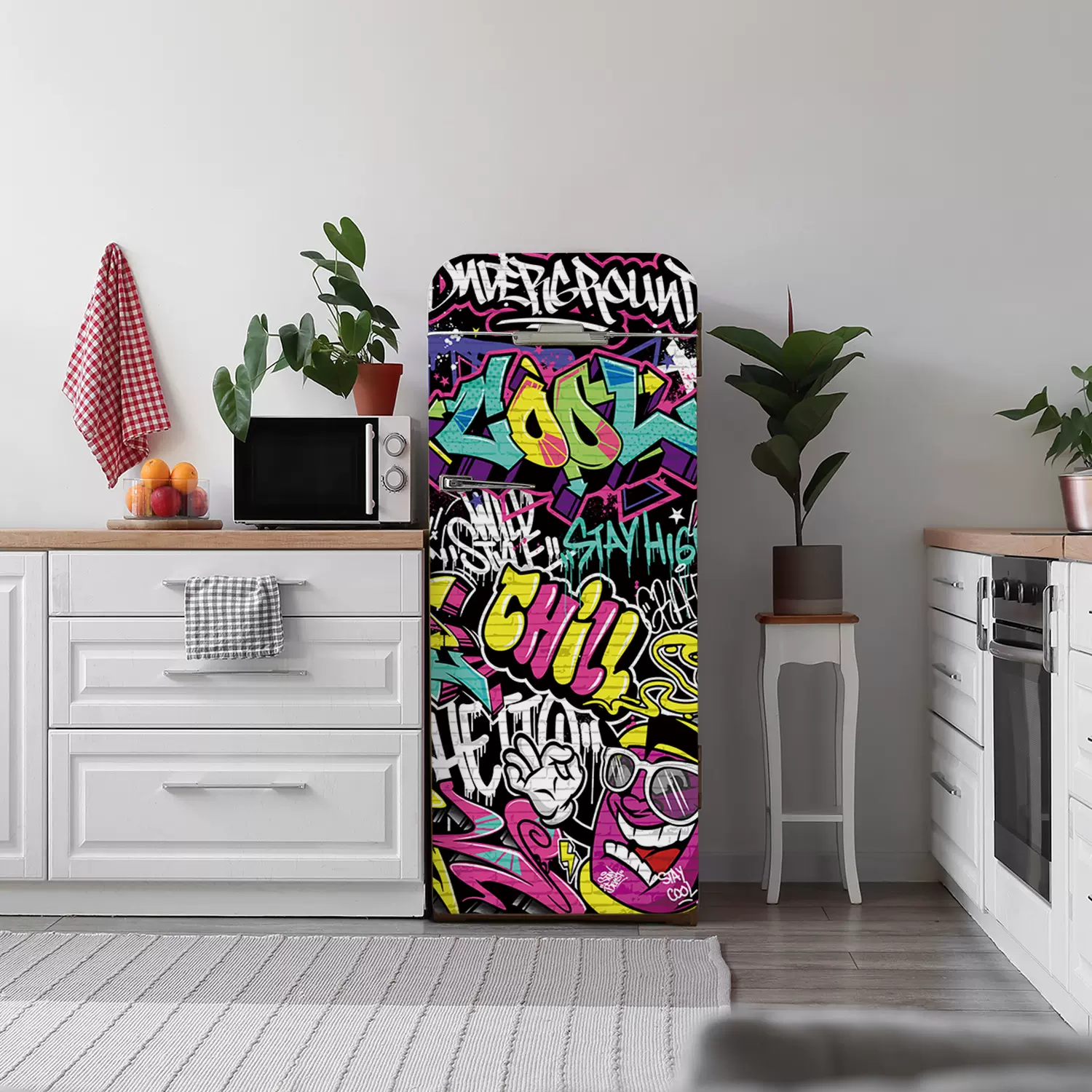 Funlife抽象派涂鸦矢量插图冰箱贴彩色自粘冰箱门装饰贴 RM154