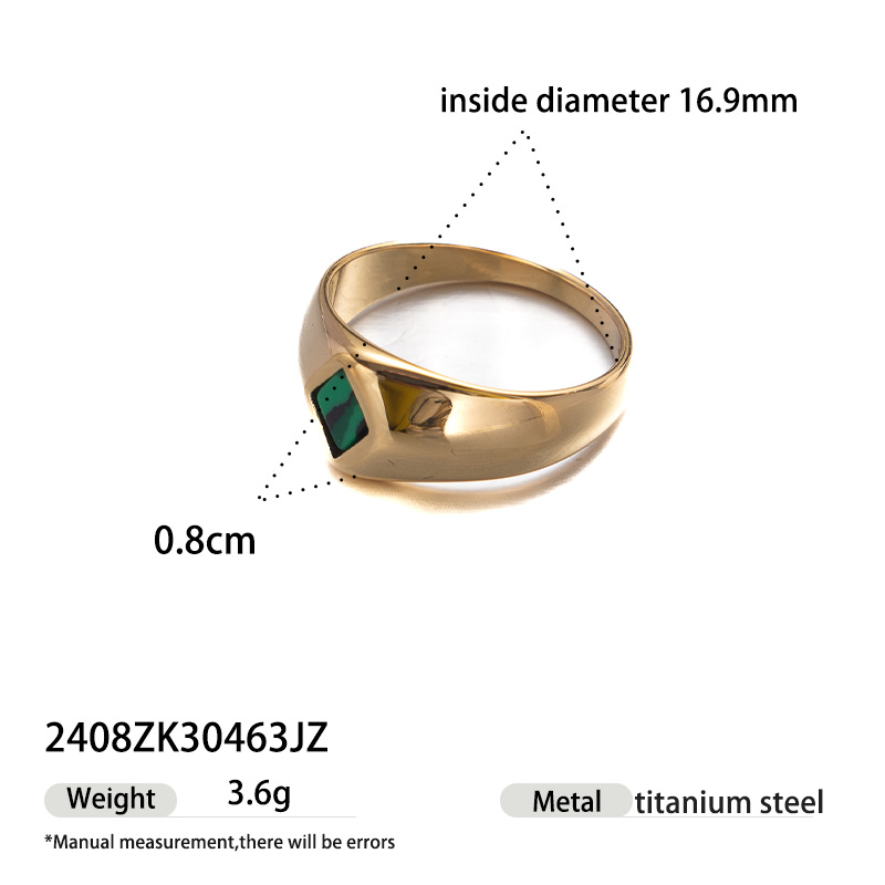 Alta Europa y los Estados Unidos acero inoxidable piedra natural incrustado geometría hueco anillo de acero titanio no desvanecer joyas transfronterizas venta caliente