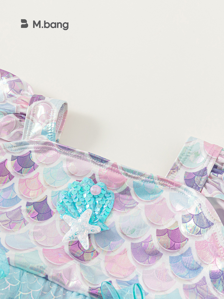 Ropa para niños Youbao Traje de baño de verano para niños Vestido de gasa de sirena con lazo para bebés Traje de baño de una pieza para niñas de 2 a 8 años