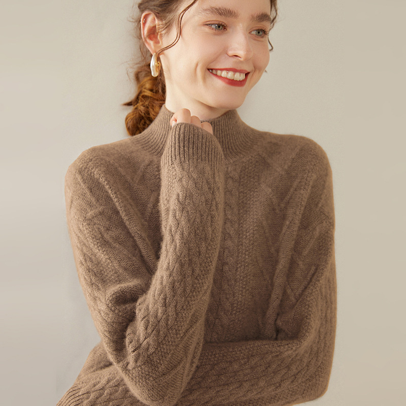 Heavyweight Three-Strand Thickened Half-Turtleneck Cashmere Women's New Autumn and Winter Fashion Sweater Cashmere Knitwear Wool Sweater Heavyweight Three-Strand Thickened Half-Turtleneck Cashmere Women's New Autumn and Winter Fashion Sweater Cashmere Knitwear Wool Sweater