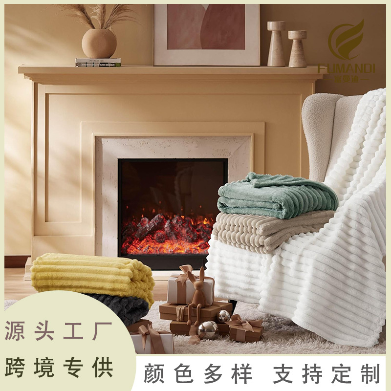 Transfronterizos de alta calidad mantas de tirada sólidas de doble cara brida mantas de peluche cuatro estaciones ligera transpirable oficina mantas de ocio al por mayor