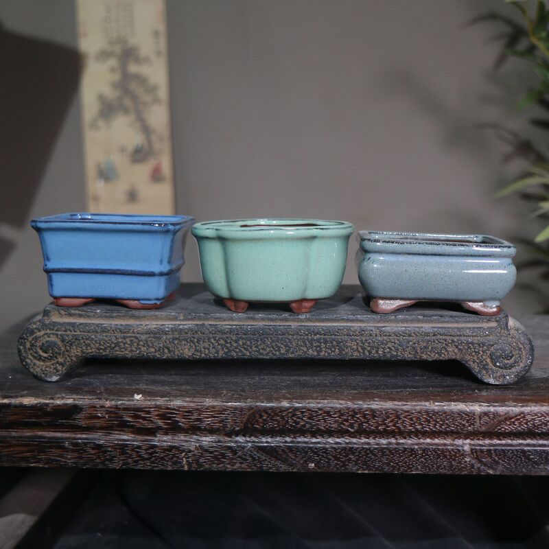 Yixing purple sand ceramic stoneware money calamus pot succulent plant flower pot bonsai pot 8-9cm