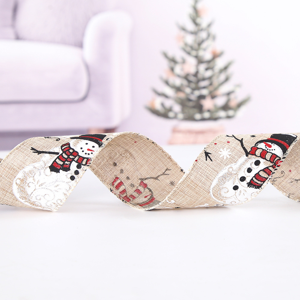 6 M nueva Decoración de Navidad cinta de Navidad árbol de Navidad decoración colgante de lino fino 5CM cinta del coche de dibujos animados adornos