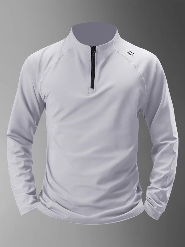 Body-friendly autumn quick dry long-sleeve for gym for men and women, sports jersey for training with zipper, for running, with a zipper
