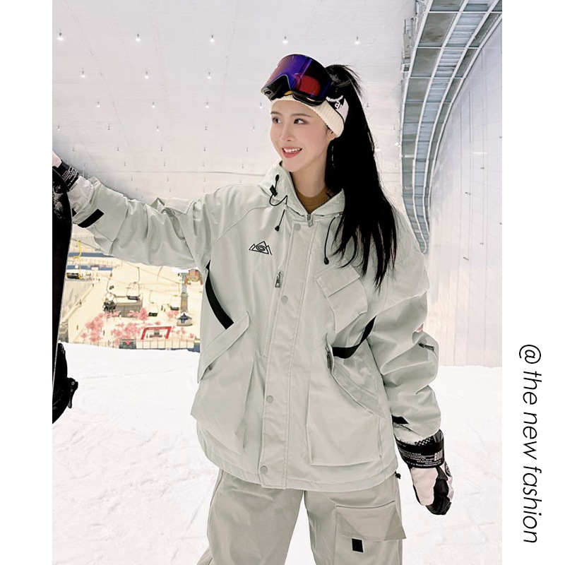 New Waterproof Multi-pocket Ski Suit suit for Lovers Mountaineering Suit plus size Plus Cotton Warm Single and Double Ski Suit