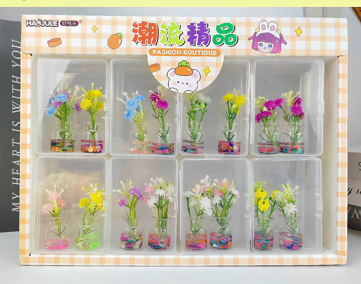 B flores de primavera como brocados flores luminosas 2 paquetes de adornos de jarrón luminoso en miniatura pequeños adornos de automóvil creativos frescos para jugar