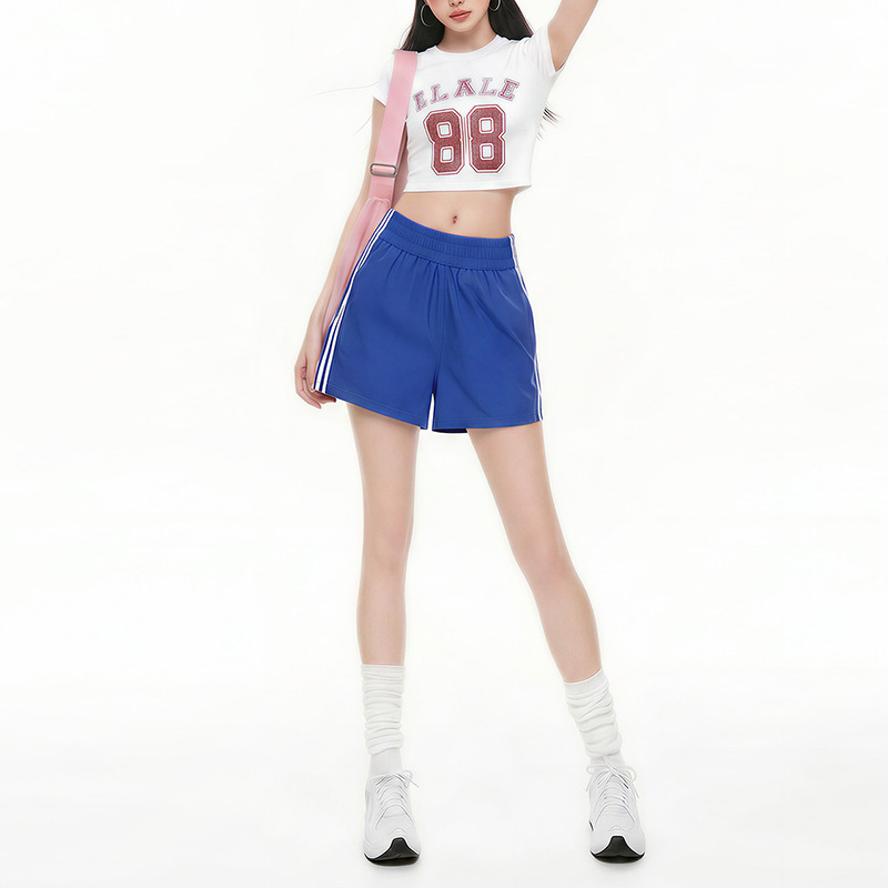 Summer Blue Design Shorts with a Vintage American Style, Loose Casual Versatile Sports Shorts