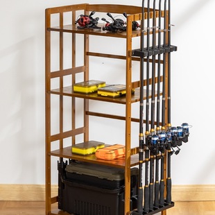 Fishing Rod Holder, Fishing Rod Placement Rack, Display Rack, Household Fishing Gear Storage Cabinet, Lure Rod Rack, Punch-Free Storage Rack, Bamboo