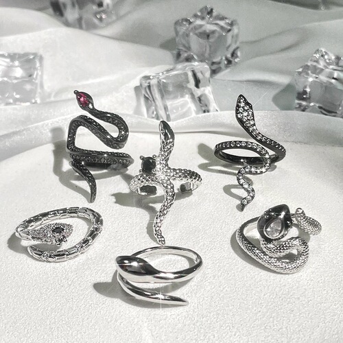Euro-American punk cool snake mouth opening ring unisex hip-hop fashion personality index finger ring cold style temperament ring