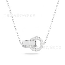 施家1:1对版Dextera环环相扣项链女施华洛元素水晶圆环锁骨链代发