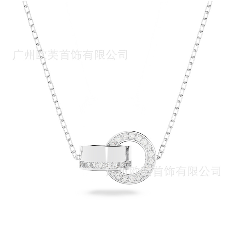 施家1:1对版Dextera环环相扣项链女施华洛元素水晶圆环锁骨链代发