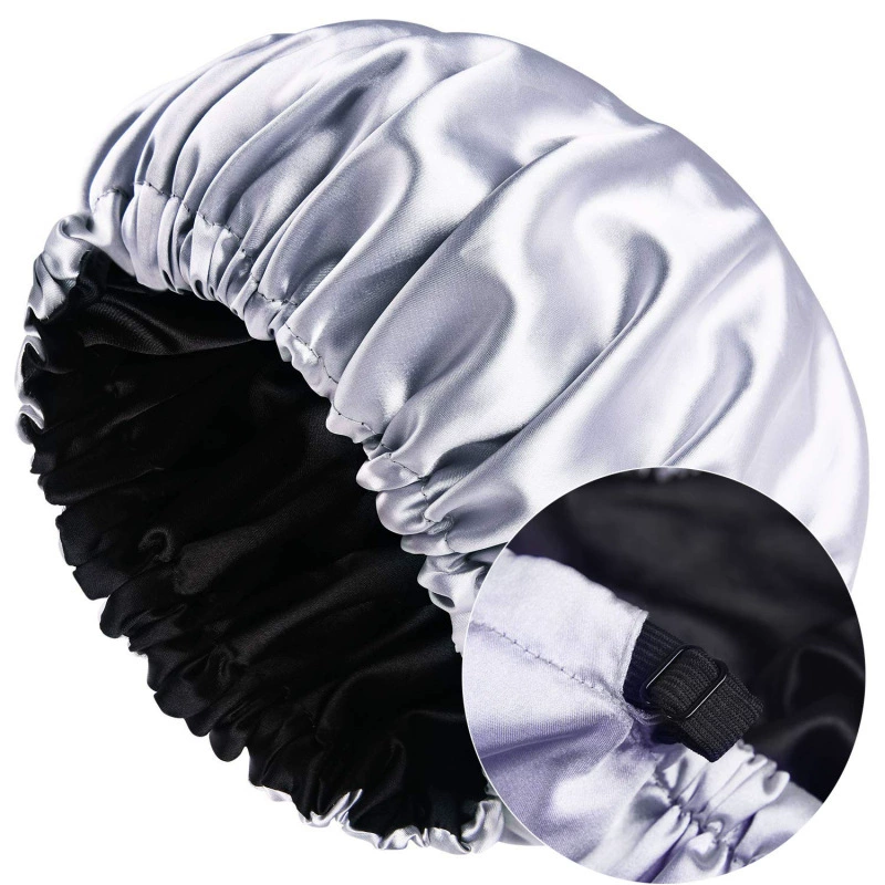 Сонная шляпа Saton двуслойная двусторонняя атласная ночная шапка,oversized регулируемая 33–34 см