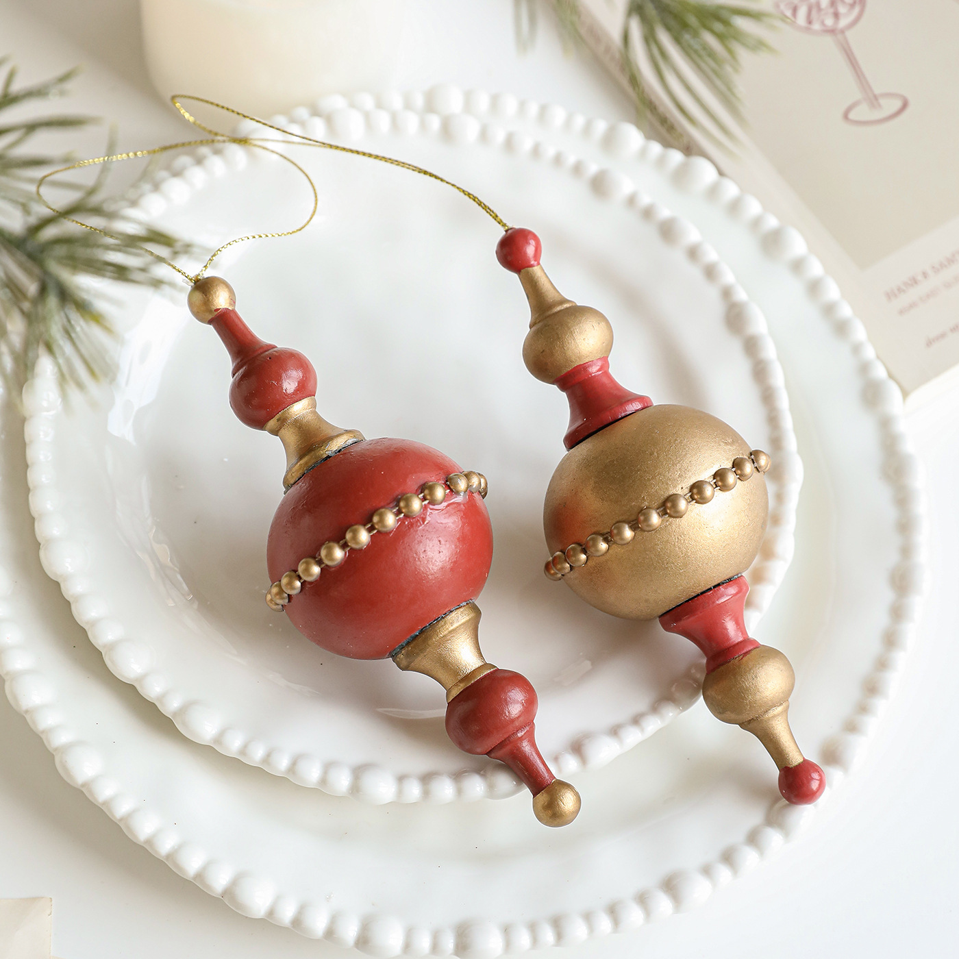 Transfronterizos nuevos colgantes de decoración de madera de Navidad retro decoración de árbol de Navidad de madera colgantes de roble estrella