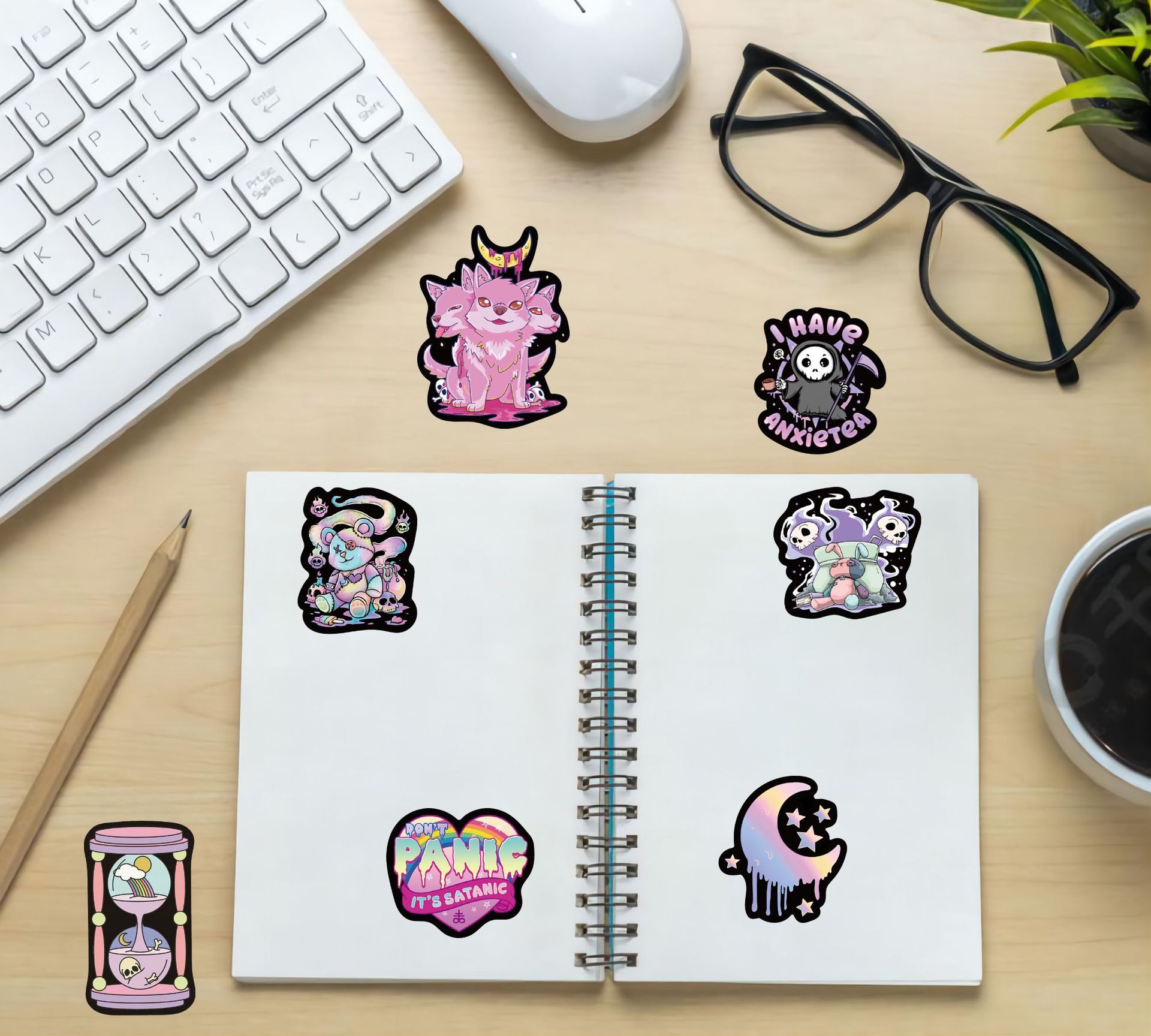 Heart Shape, Skull Pattern Cute Style 1 Set Heart Shape Skull School Halloween PVC Self-adhesive Cute Stickers