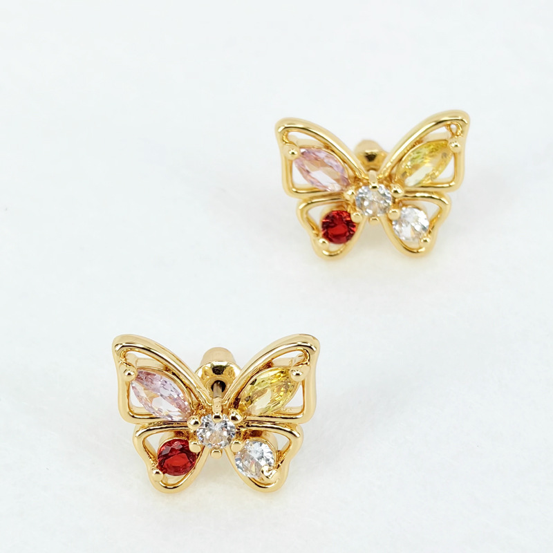 1 Pair Simple Style Butterfly Copper Ear Studs display picture 6