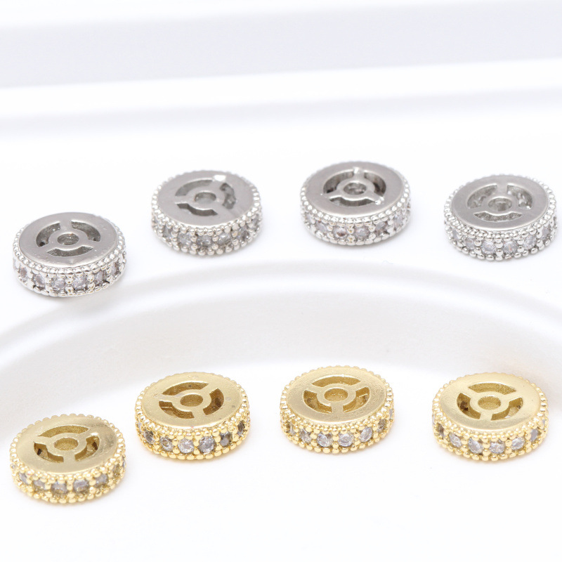 Copper plated 18K gold strong color retention micro spacer bead wheel drill spacer project bracelet bracelet diy jewelry accessories