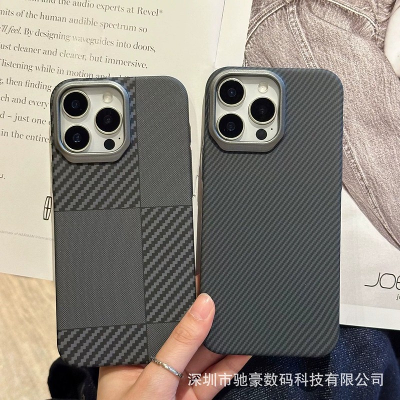 适用iPhone17promax肤感凯夫拉纹手机壳苹果16碳纤维纹15防摔PC套|undefined