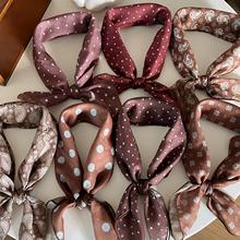 美拉德色系棕色碎花小方巾2025新款女氛围感复古丝巾头巾发带配饰