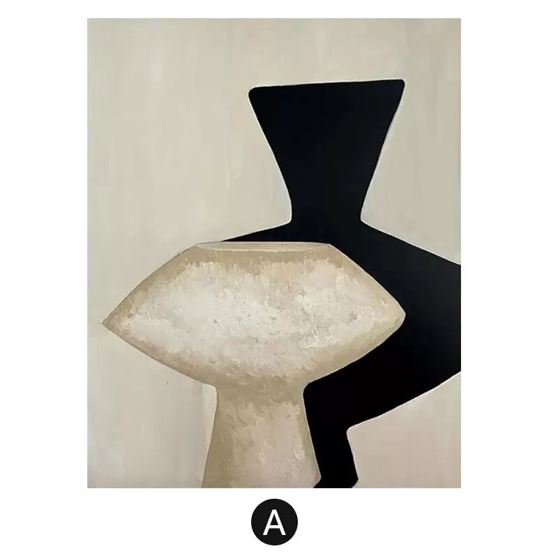 纯手绘黑白极简抽象装饰画侘寂风现代轻奢客厅玄关挂画肌理画|undefined