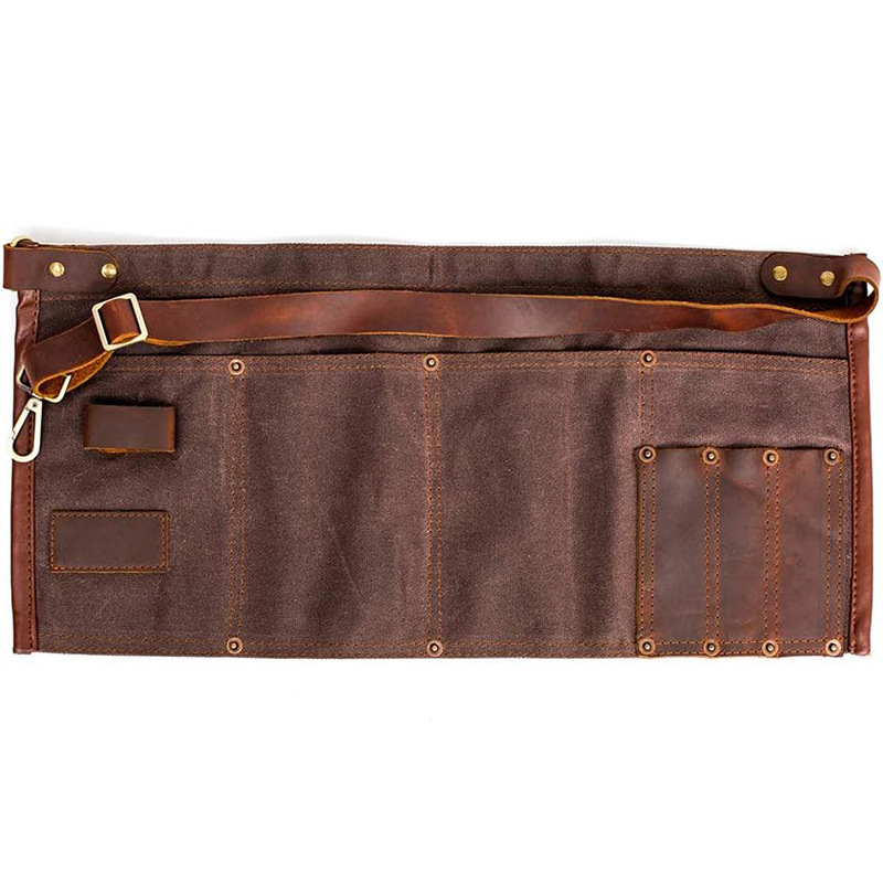 Comercio exterior e-commerce transfronterizo cera lona delantal impermeable cintura corta de busto barista ropa de trabajo delantal de cera