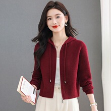 【品牌严选】开衫外套女宽松上衣妈妈连帽拉链毛衣针织衫外搭加厚