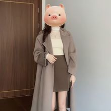 流行美拉德双面绒中长款毛呢外套女小个子感气质秋冬呢子大衣