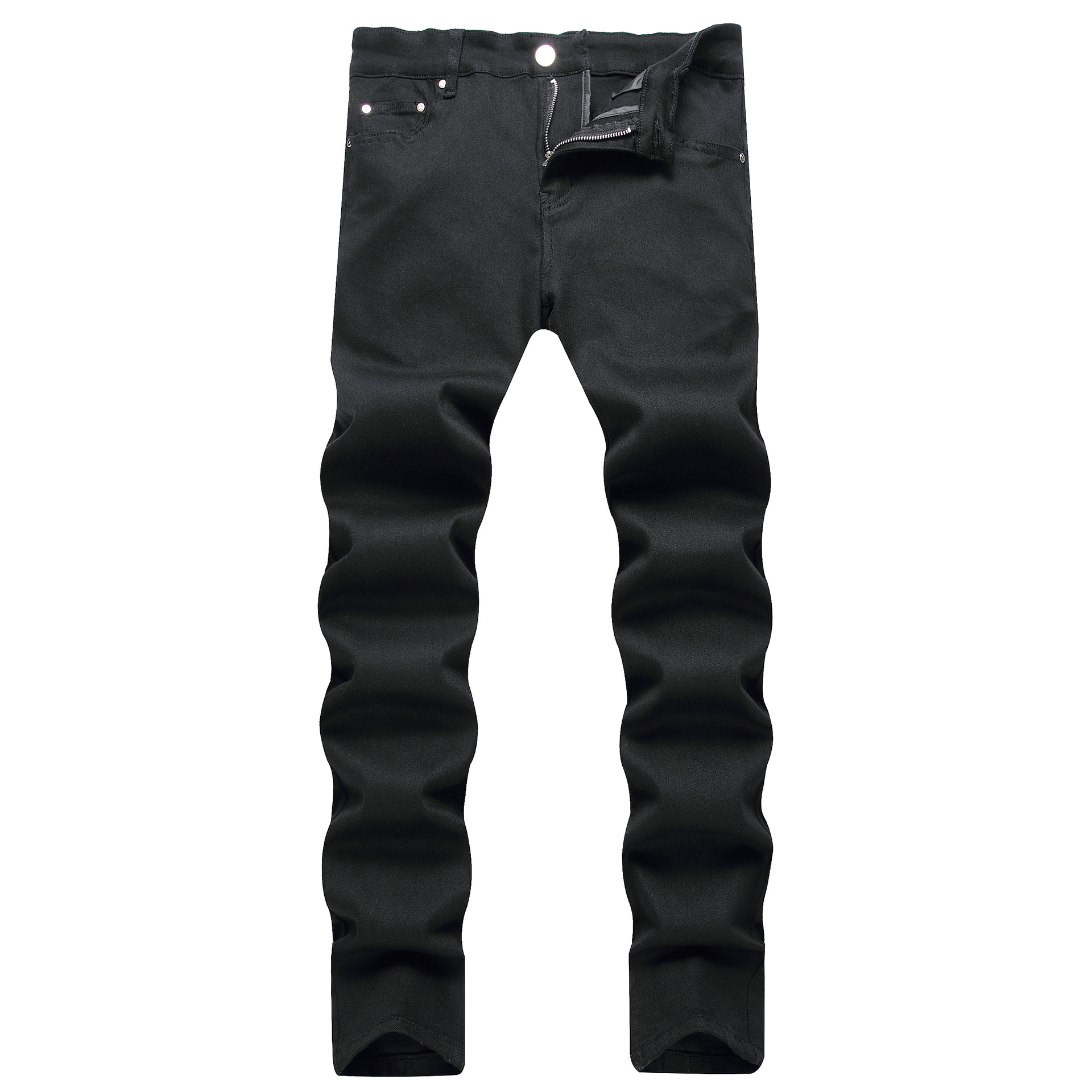 2023 Autumn New Street Style Black Men's Jeans Personality Stretch Trend Slim Fit Mid-Waist Pants Men_viptrois.com