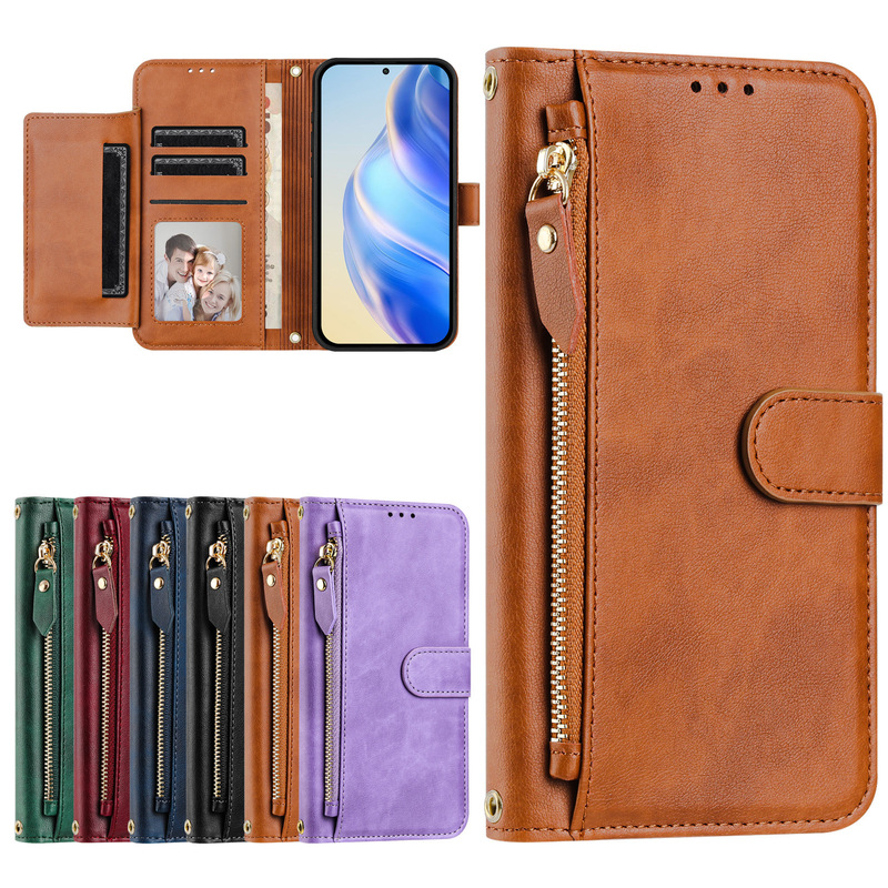 Cross-border applicable OPPO RENO 15F zipper card holder protective case wallet phone case with card slot A6X 4G leather case