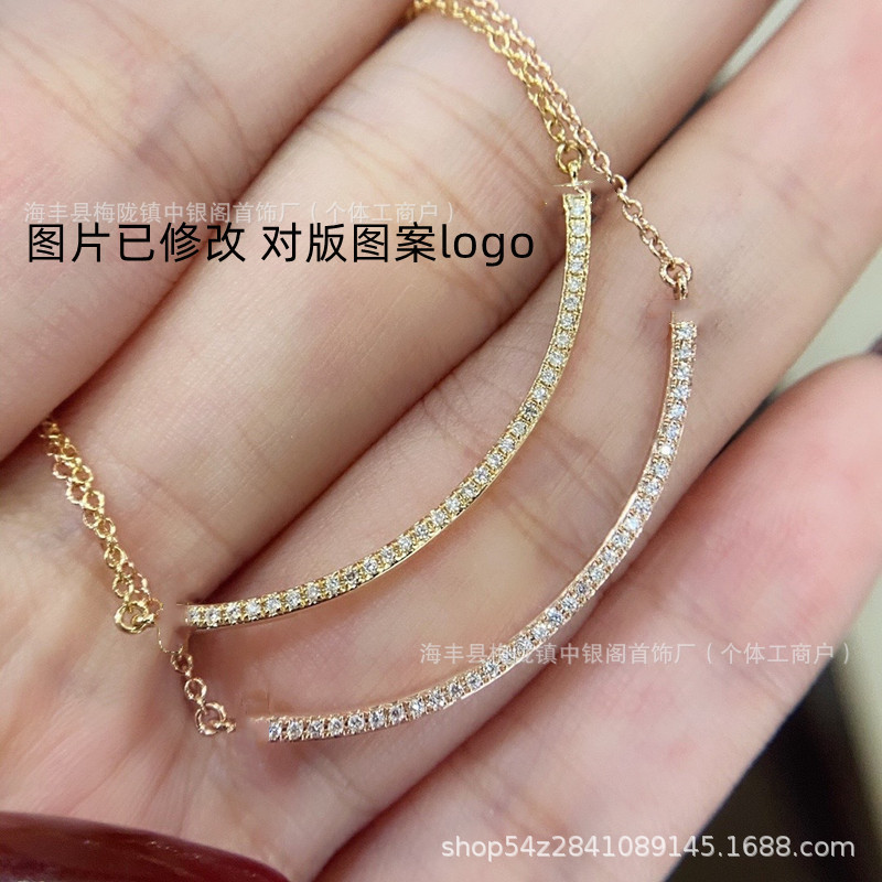 T Brand Smiley Face Necklace for Women, Full Diamond, Smooth Surface, Medium Size, 18K Plated Clavicle Chain, Rose Gold, Versatile, Light Luxury, Manufacturer T Brand Smiley Face Necklace for Women, Full Diamond, Smooth Surface, Medium Size, 18K Plated Clavicle Chain, Rose Gold, Versatile, Light Luxury, Manufacturer