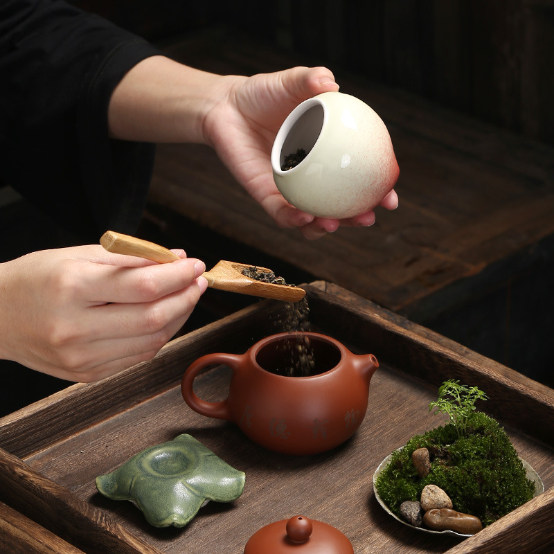 桃茶葉缶創意寿桃茶葉缶密封缶アクセサリー置物誕生日宴お返し小プレゼント陶磁器缶|undefined