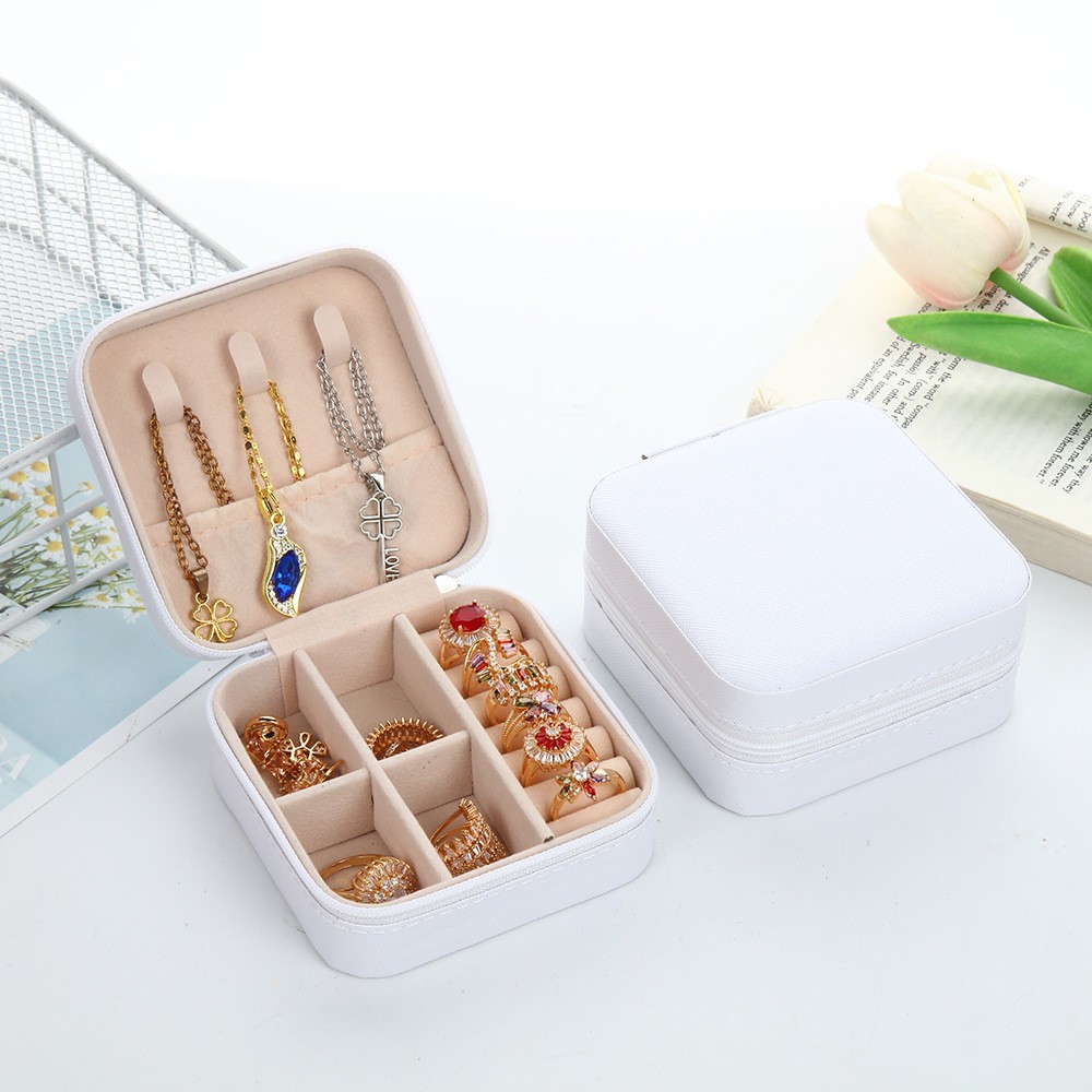 Joyería portátil transfronteriza caja de almacenamiento exquisita caja de joyería alta costura collar anillo caja de joyería de viaje