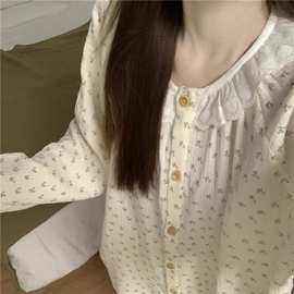 睡衣女春秋季长袖可爱简约家居服高级感2023年新款可外穿大码套装