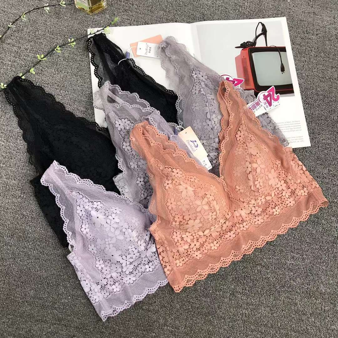 Nuevo encaje de alta calidad elástico belleza volver las mujeres chaleco inalámbrico sexy sujetador ropa interior deportes al por mayor