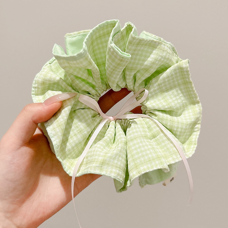 Arco de estilo francés pastoral, anillo de cabello de intestino grande, encaje de alta calidad, cordón de cabello suave coreano, tocado grande