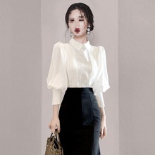 杭州真丝衬衫女装年秋季新款时尚洋气桑蚕丝衬衣上衣