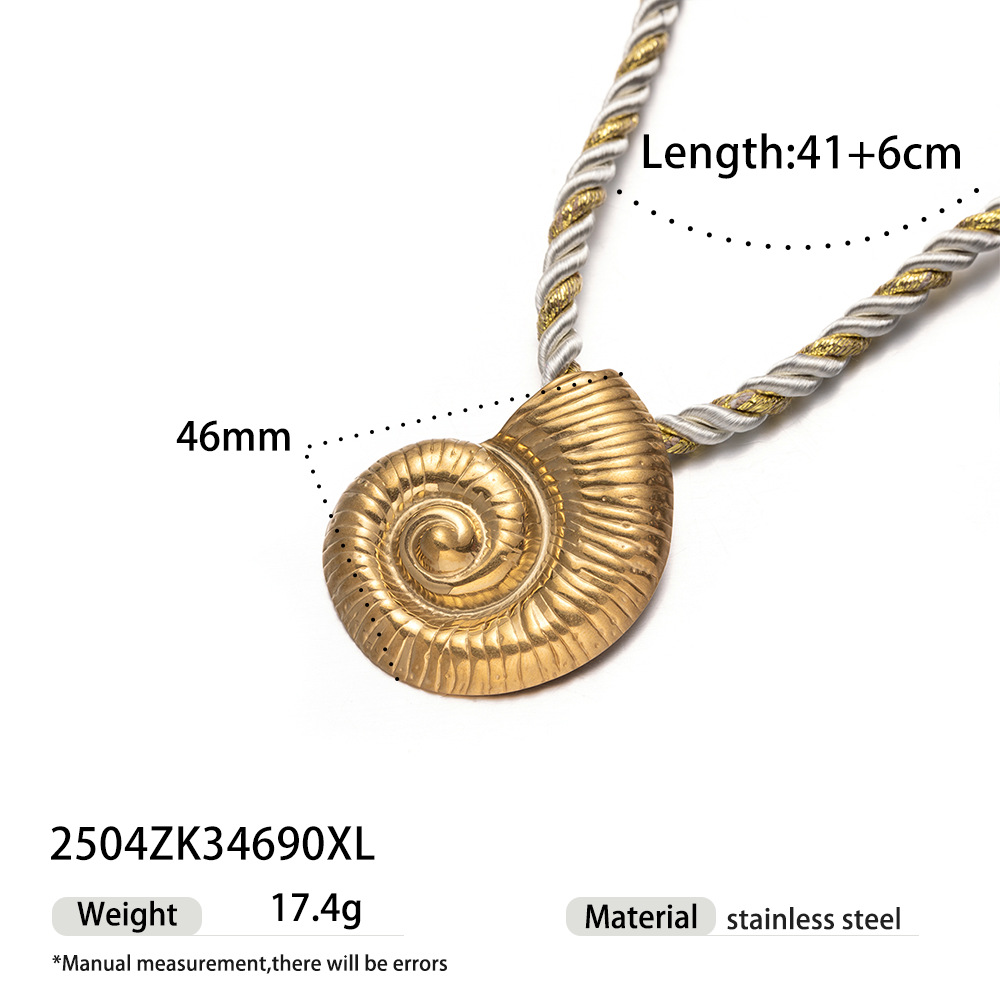 Tena Europa y América Alta retención de color 18k oro concha de acero inoxidable concha de estrella de mar collar de cuerda gruesa ins joyería de explosión transfronteriza image 16