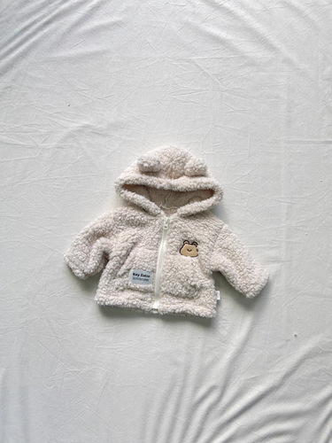 Ins Korean version autumn and winter children's plush jacket, lined and thick hooded fur sweater, unisex baby jacket top