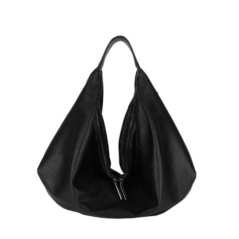 Hobo Bag Export Quality Women's Luxury Vintage Soft Leather Underarm Bag Large Capacity Commuter Versatile Shoulder Bag - Thumbnail 6