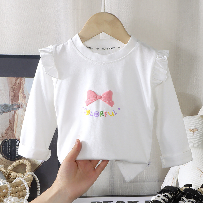 新しい女の子の耳長袖Tシャツベビーコットントップ春と秋の子供の女の赤ちゃんのファッショナブルなボトリングシャツ|undefined
