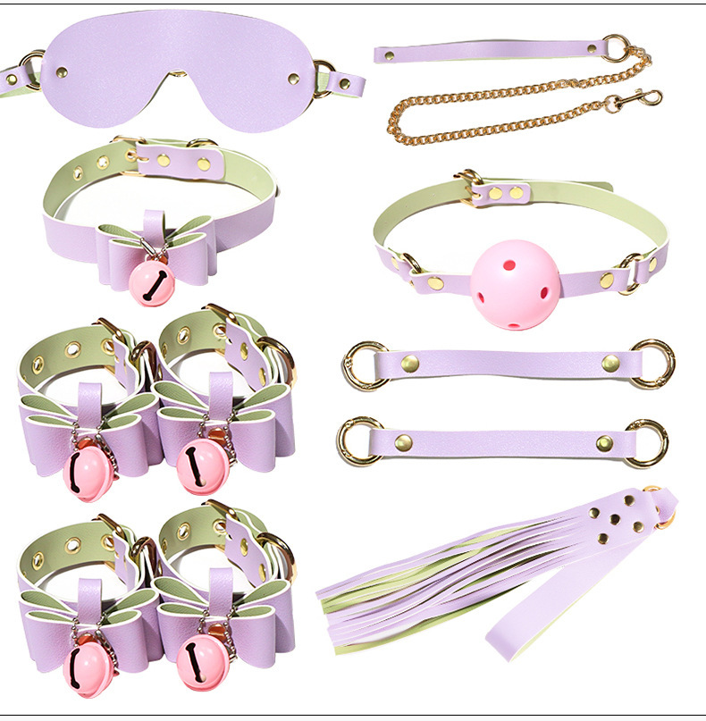 Adult Couple Bondage Kit with Anal Plug, Nipple Clamps and Restraints in Black PU — detail image 29