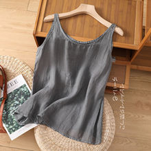 文艺纯色简约棉麻背心女士夏季薄款透气外穿内搭吊带显瘦亚麻上衣