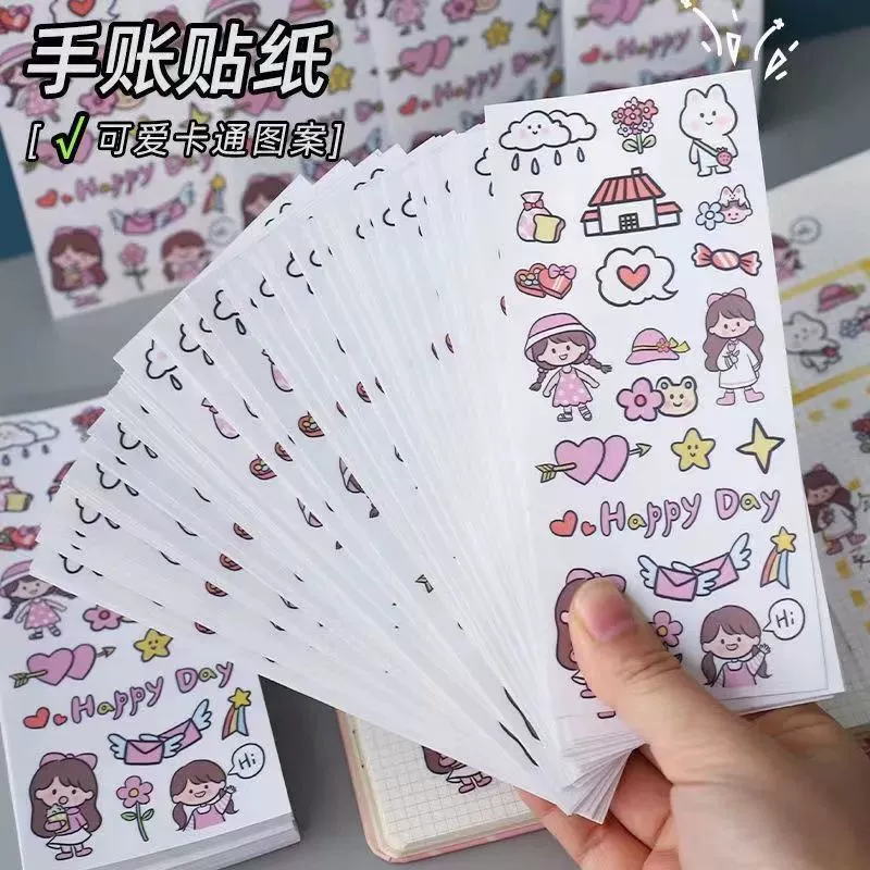 100 Онлайн красных наклеек милый мультфильм девушка детский журнал наклейки Домашнее Животное Водонепроницаемый Журнал Блокнот наклейки
