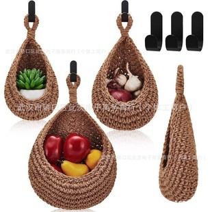 Cross-border Bird's Nest Wall-mounted Vegetable Storage Fruit Basket Wall Hanging Water Drop Net Bag Handmade Cotton Rope Woven Wall Hanging