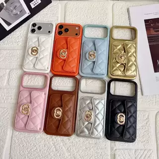 新款潮牌鱼子酱适用iPhone17promax手机壳插卡斜挎苹果13小香全包